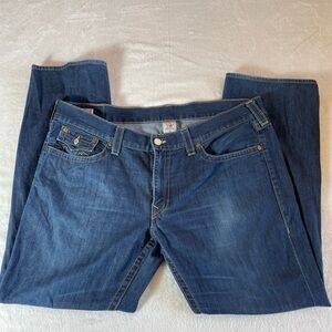 Mens True Religion Ricky Relaxed Straight Leg Med Wash Blue Jeans Size 44 x 33